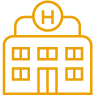 Icon of a hospital, symbolizing Healthcare